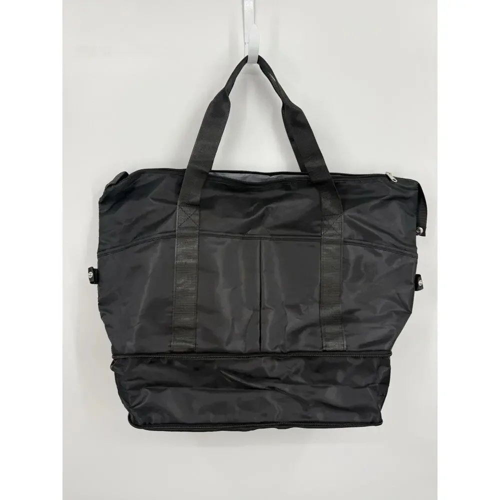 Expandable Travel Duffle Bag Carry On Black Lightweight With Pockets New
